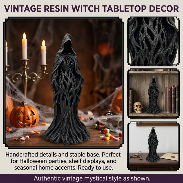 Cracker Barrel Witch Statue Gothic Halloween Resin Figurine Retro Magician Decor