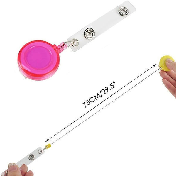 30PCS Retractable Badge Holders ID Card Reel Clips Key Ring Security Holders