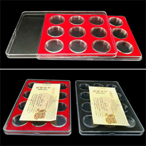 12 Holes Coin Collection Box Protective Display Case Storage Organizer Holder AU