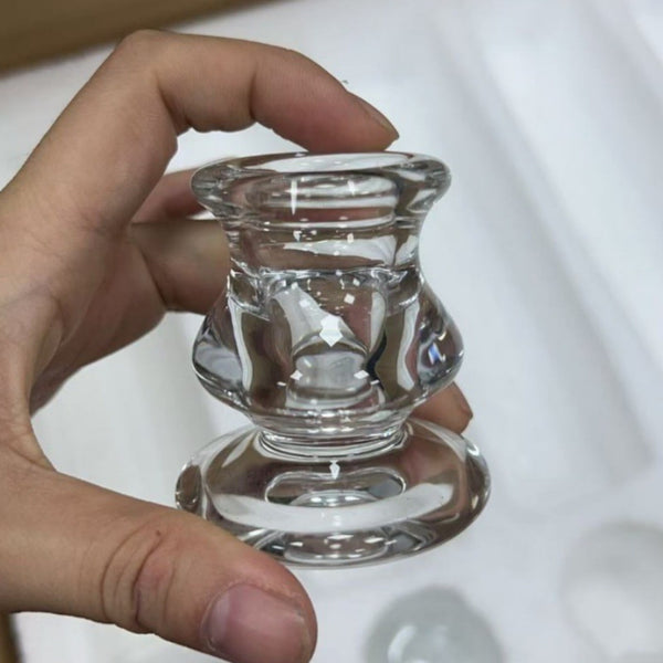 6pcs Crystal Glass Candle Holders | Clear Glass Centerpiece Decoration for Weddings & Events