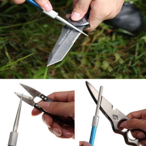 2PCS Diamond Grit Sharpener Pen File Knife Fishing Hook Hunting Camping Pocket