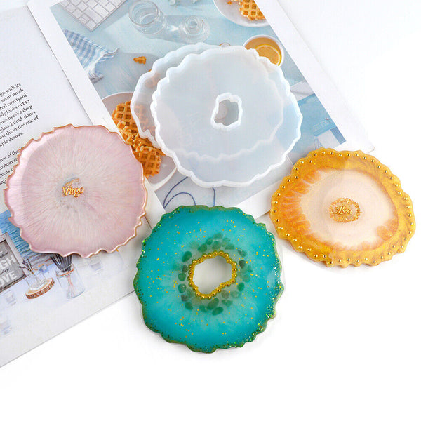 Coaster Resin Casting Mold Silicone Jewelry Agate Making Epoxy Mould Tool Craft