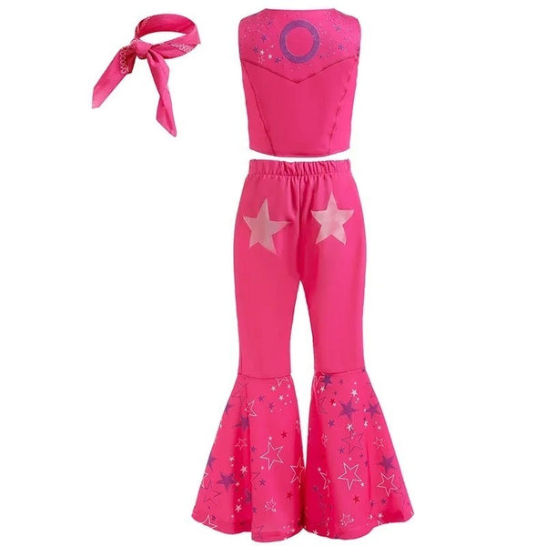 Barbie cowgirl costume pink flared pants with star detail
