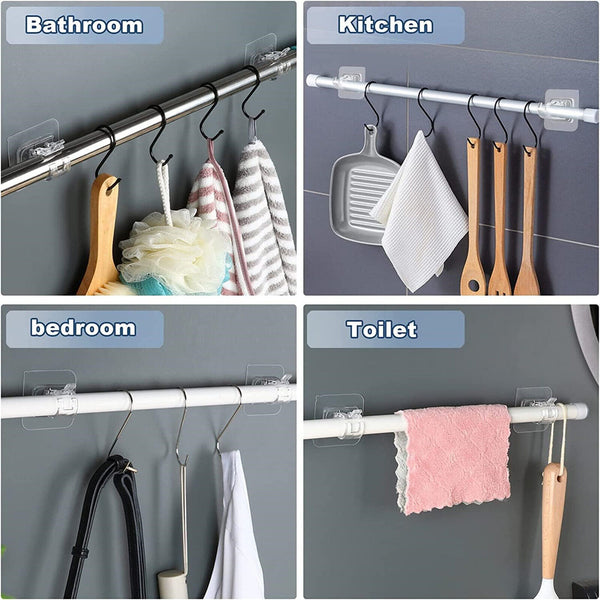 10X Nail Free Curtain Rod Clip Self Adhesive Curtain Adjustable Rod Holder Hooks