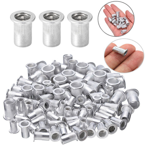 50x M6 Thread Carbon Steel Flat Head Rivet Nut Rivnut-Insert Nutsert AU