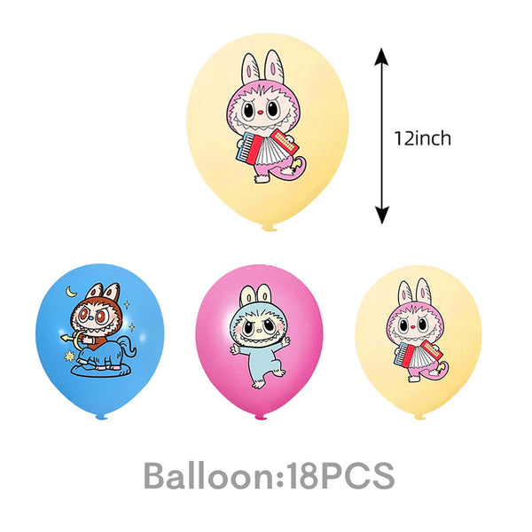 Tableware Banner Foil Helium Balloon Party Decoration Labubu Birthday Supplies