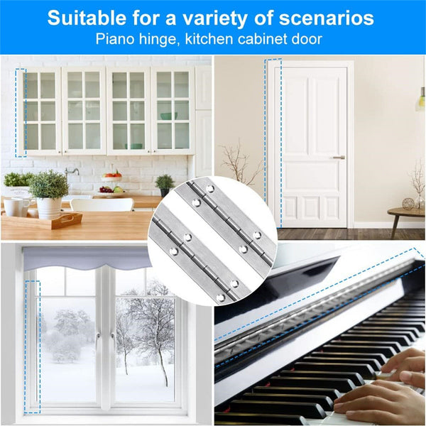 3PCS PIANO HINGE STAINLESS STEEL CABINET BOAT 600 X 25 X 1mm CONTINUOUS HINGES