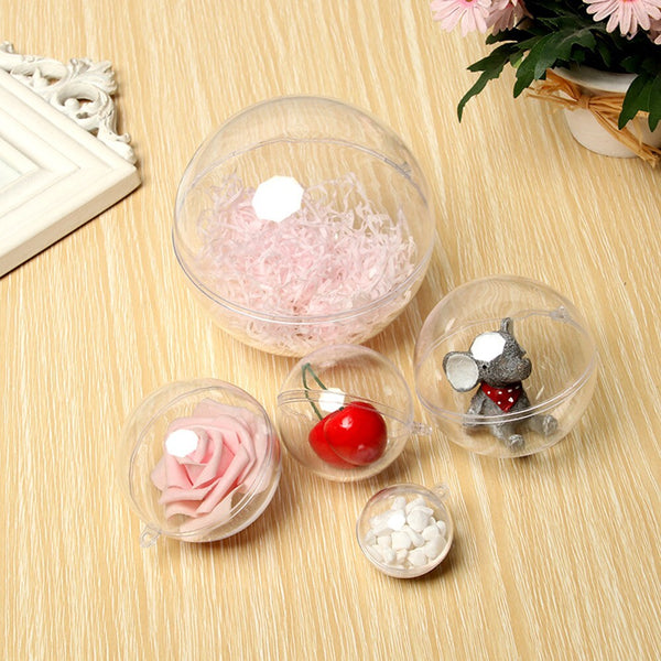 Up to 100x Clear Plastic Ball Christmas Baubles Fillable Xmas Tree Ornament Deco