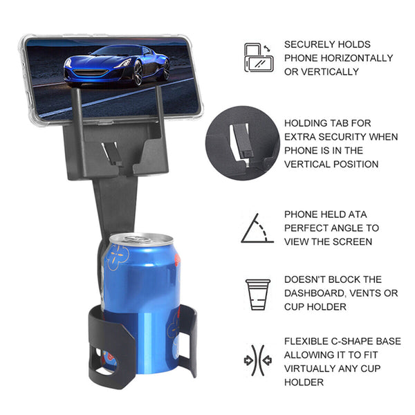 2in1 Car Phone Cup Holder Stand Cradle Adjustable 360 Degree Cell Phone Mount AU