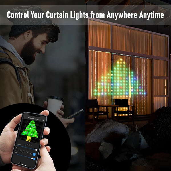 RGB Smart 400 LED Curtain String Light App Programmable DIY Hanging Fairy lamp