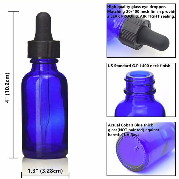 5-30PCS Blue Glass Liquid Dropper Reagent Eye Pipette Essential Oils Bottle AUS