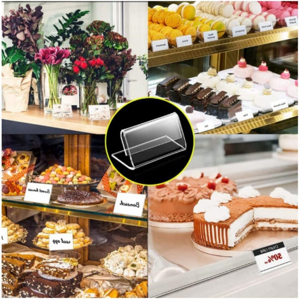 20PCS Acrylic Sign Display Holder Label Price Name Card Tag Shop Stand Sign AUS