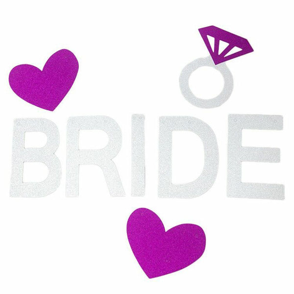 Bride to Be Banner – Silver Glitter Heart Bunting for Hens Night