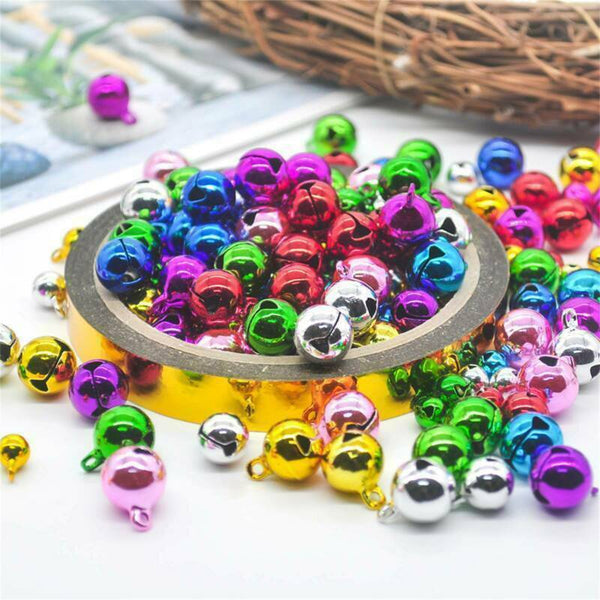 50PCS jingle bells aluminium beads 8mm christmas decoration mixed colours charms