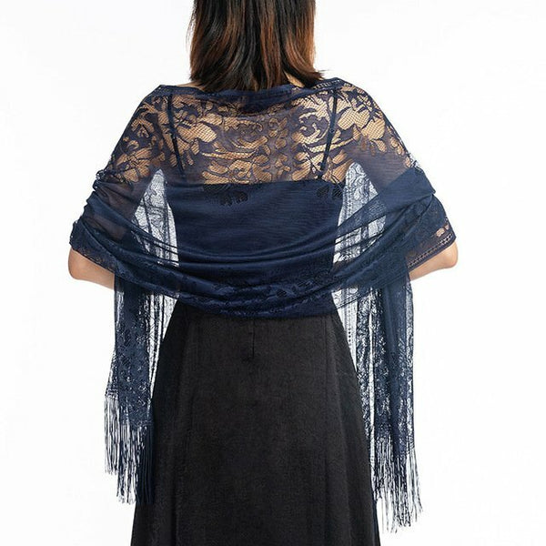 Women Soft Pashmina Scarf Lace Silk Feel Shawl Long Winter Neck Wrap