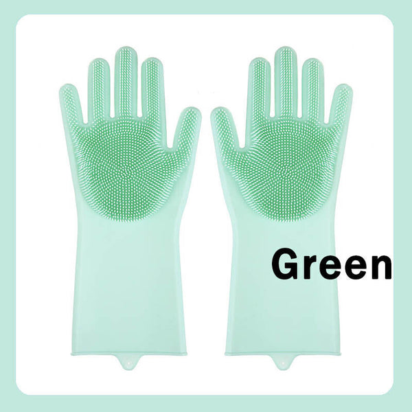 Magic Silicone Rubber Dish Washing Gloves Kitchen Scrubber Cleaning Sponge Tool