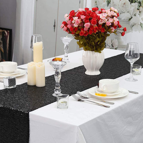 Black Sequin Table Runners Tablecloths Wedding Events Party Tablecover Decoratio