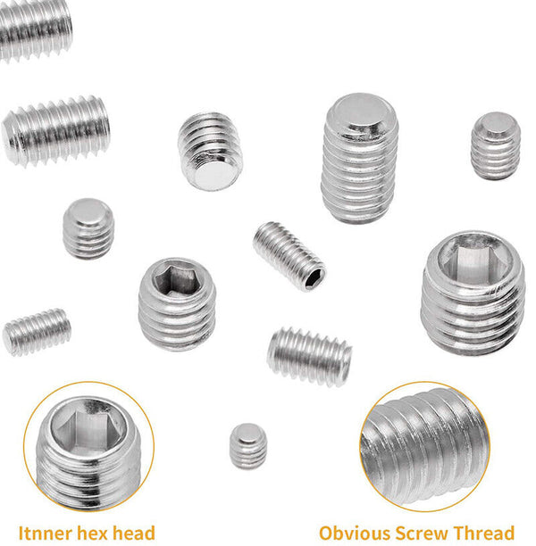 NEW 220Pcs Stainless Steel Allen Head Socket Set Grub Screws Assortment Kit AU