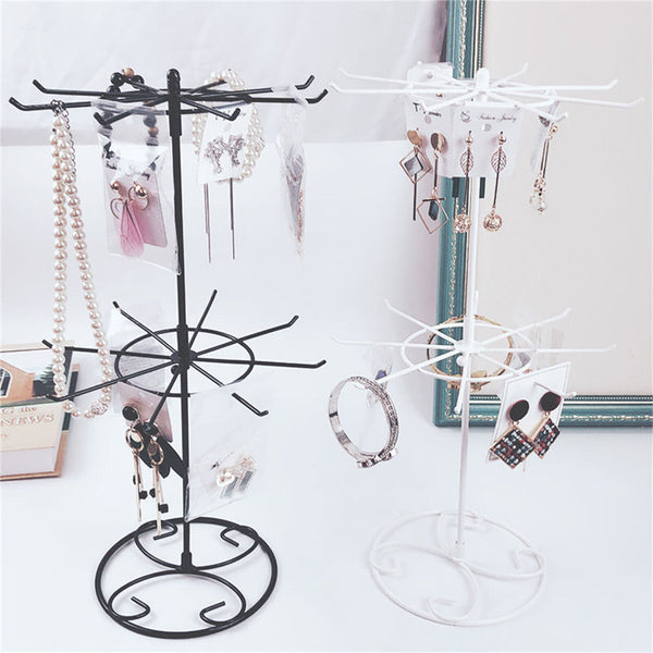 2-Tier Metal Rotating Jewelry Display Stand Hat Socks Display Rack Keyring Rack