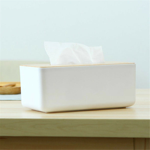 2x Tissue Box Dispenser Paper Storage Holder Napkin Case Organizer Wooden Cover