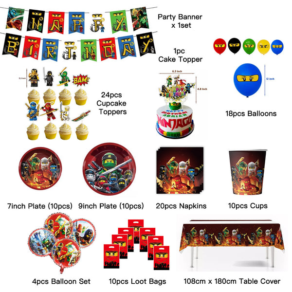 Ninjago Party Tableware Party Supplies Kids Birthday Banner Topper Balloon Plate