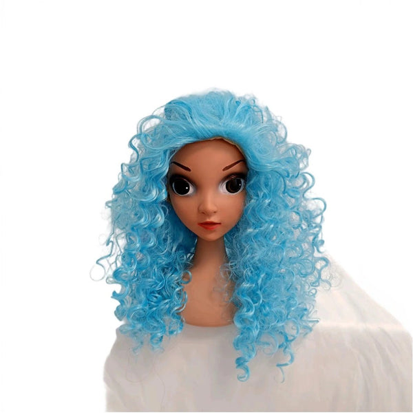 Teal blue curly Descendants Chloe Charming costume wig front view