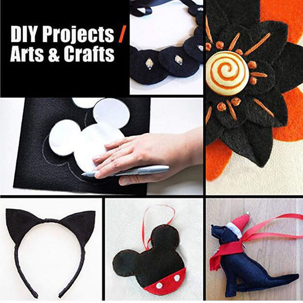 5x Black Felt Fabric Adhesive Sheets Multipurpose Velvet Sheet Sticky Glue Back