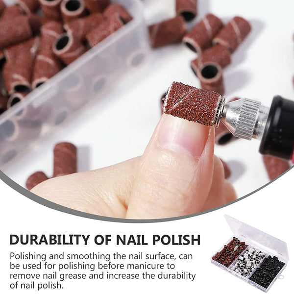 210PCS Sanding Bands 3 Colours 80/120/180 Nail Drill Machines Filing Bits + Boxs