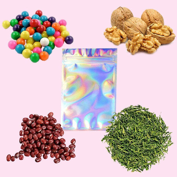 50PCS Clear Golden Zip Seal Bags Aluminum Foil Resealable Valve Zipper Pouch AU