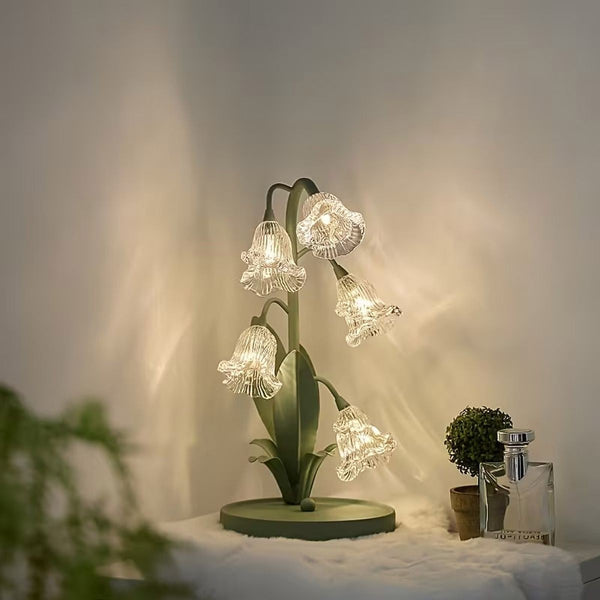 Lily Flower Table Lamp USB Powered Warm White LED Decorative Glass Desk Bedside Light