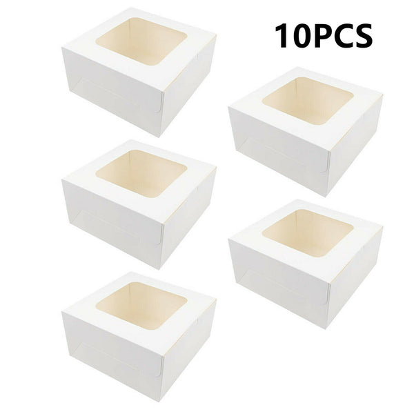 Cupcake Boxes with Window Ribbon Cake Packaging Gift Boxes