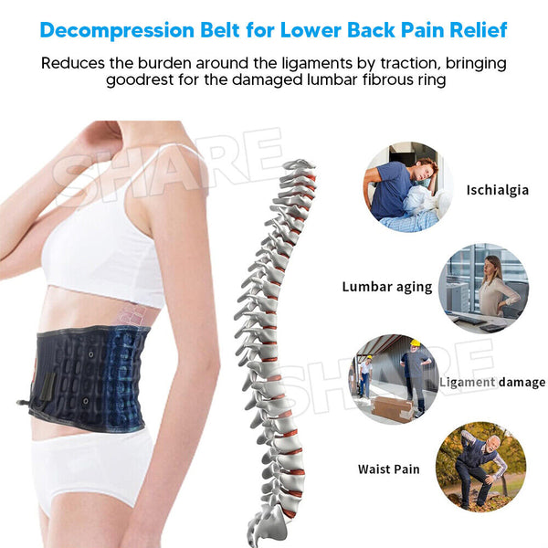 Decompression Belt Waist Brace Spinal Lower Air Traction Back Pain Relief Lumbar