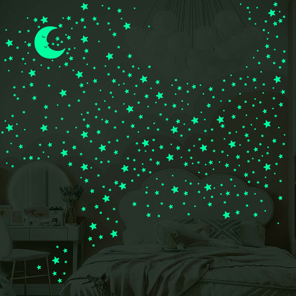 201x Home Wall Glow In The Dark Stars Stickers Set Baby KIDS Decal Luminous Moon