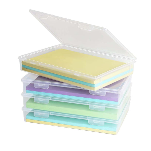 Clear Plastic Storage Boxes with Flip-Top Lid | Office Craft Organizer Container