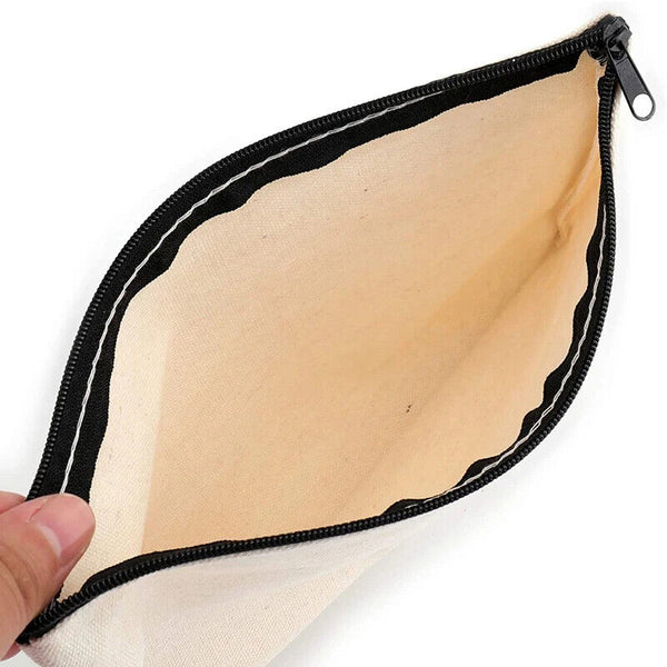 10x Canvas Makeup Bags Canvas Zipper Pouch Bags Pencil Case Blank DIY Craft AU