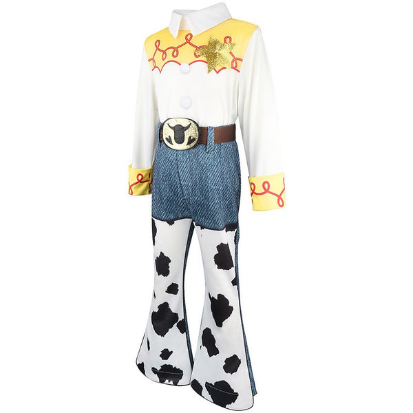 Toy Story Jessie girls costume side view with cow-print flares - Lets Party