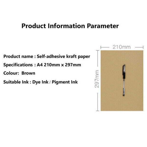 100X A4 Self Adhesive Brown Kraft Sticker Paper Sheet Label Laser Inkjet Printer