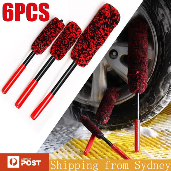 6X Car Wheel Rim Cleaning Kit Woolies Super Plush Soft Alloy Wheel Clean Brushes