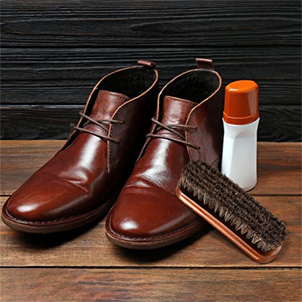 4PCS Horsehair Shoe Brush Wood Handle Leather Boots Daubers Applicators Cleaning