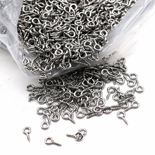 120PCS Small Tiny Mini Screw Eye Pins Eyelets Hooks Threaded Jewelry Peg 8x4mm