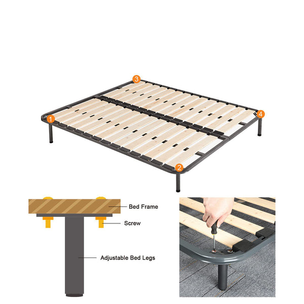 4X Bed Legs Adjustable Retractable Heavy Duty Bed Center Frame Support Feet Leg