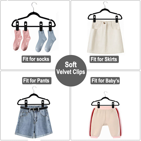 10/30x Non-Slip Velvet Coat Hangers Clip Space Saving Clothing Hooks Rack Shirt