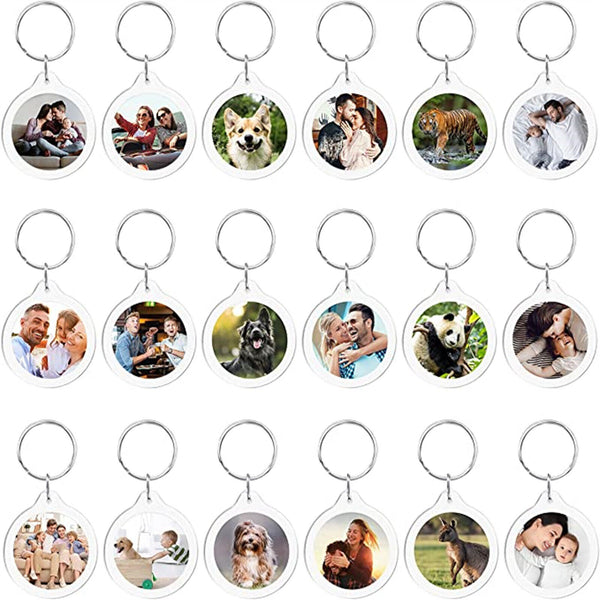 100Pcs DIY Clear Acrylic Blank Photo Picture Frame Key Ring Keychain Keyring NEW