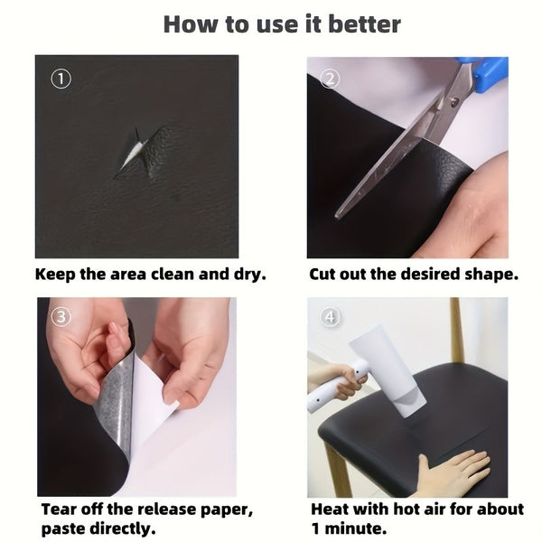 60x300cm Self Adhesive Faux Leather Repair Patch | Waterproof PU Leather Fabric for Sofa Car Seat Bag Repair