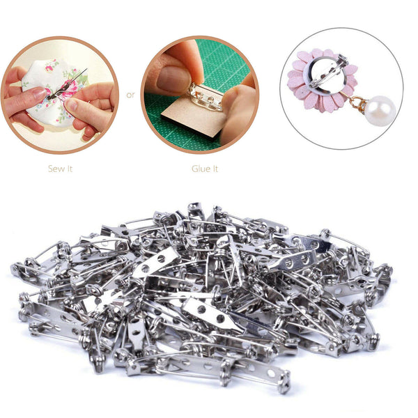 100X 20/32mm Brooch Backs Safety Bar Pins Craft Catch Badge Fasteners Jewellery