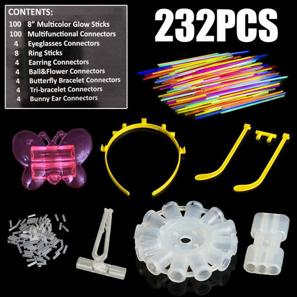 232X Mix Colour Glow Sticks Bracelets Glowsticks Set Bundle Glow In The DarK AUS