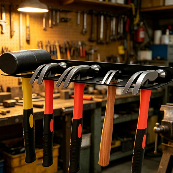 Wall Mount Hammer Rack Tool Organizer - Garage Storage Holder Set