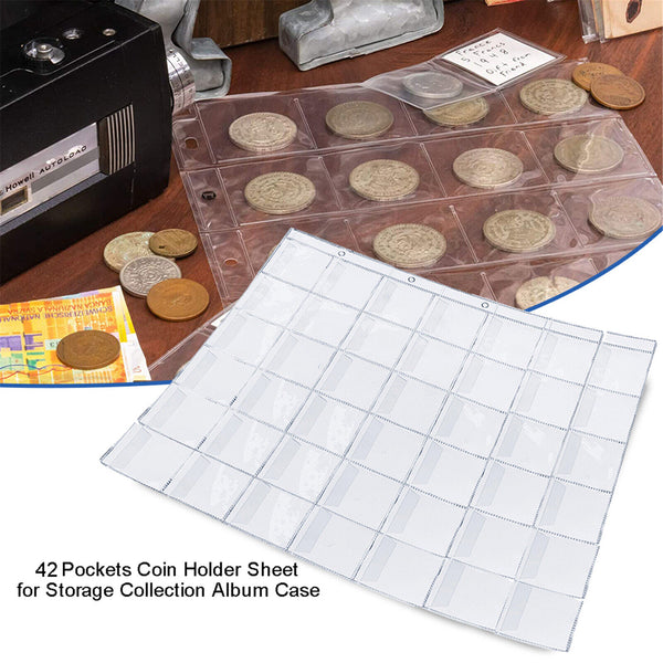 10x 42 Pocket Coin Holder Sheet Storage Page Collection Album Folder Book Sleeve