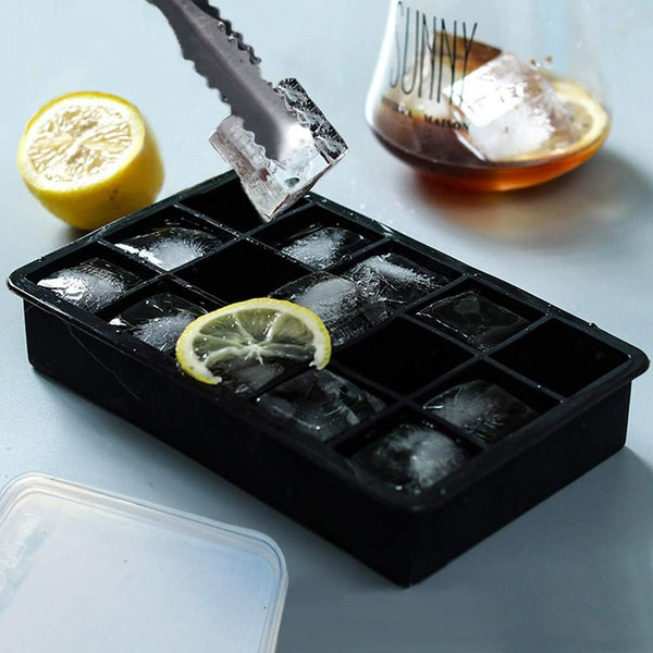 15 Grid Large Ice Cube Tray Silicone Mold | Big Square Ice Maker for Whiskey