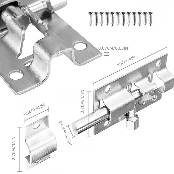 10Sets 4inch Stainless Steel Bolt Door Lock Latch Sliding Lock Barrel Door Bolt